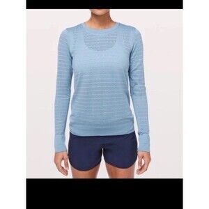 Cascade Blue Perforated Lululemon Breeze By Long Sleeve No Tag See Measurements